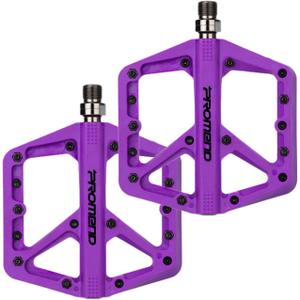 Mountain Bike Pedals - Durable Nylon DU Bearing Platform Pedals for MTB and BMX (Purple)