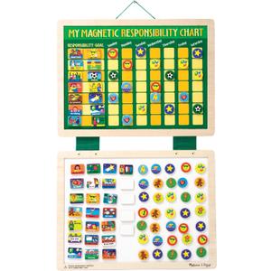 Melissa & Doug Deluxe Wooden Magnetic Responsibility Chart with 90 Magnets