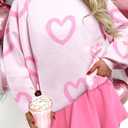 UNIQUEONE Valentines Sweater Women Love Sweatshirt Heart Graphic Knit Sweaters Valentine Day Oversized Crewneck Tops (S)