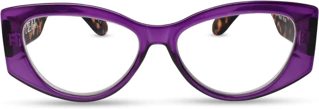 Purple Vouge Large Cat Eye Reading Glasses for Women with Sturdy Made - Oversized Cateye Readers for Women - Trendy for all Face Shapes Bold Fashion Women's Readers - Cheaters Reading Glasses 3.5