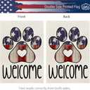 CROWNED BEAUTY 4th of July Patriotic Garden Flag Paw Print 12x18 Inch Double Sided Independence Day Outside Welcome Small Yard Decoration (Multi)