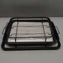 Air Fryer Basket, 2 Set Oven Air Fryer Basket and Tray with 60 PCS Parchment Papers, DEGOVIN Crisper Tray Non-stick Stainless Steel Air Fry Pans for Convection Oven(15.8"  11" & 13"  9.7"-Black)