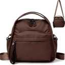 Small Nylon Crossbody Bags for Women Lightweight Shoulder Bag with Top Handle Trendy 2026 Travel Purse Everyday Handbag (Coffee)