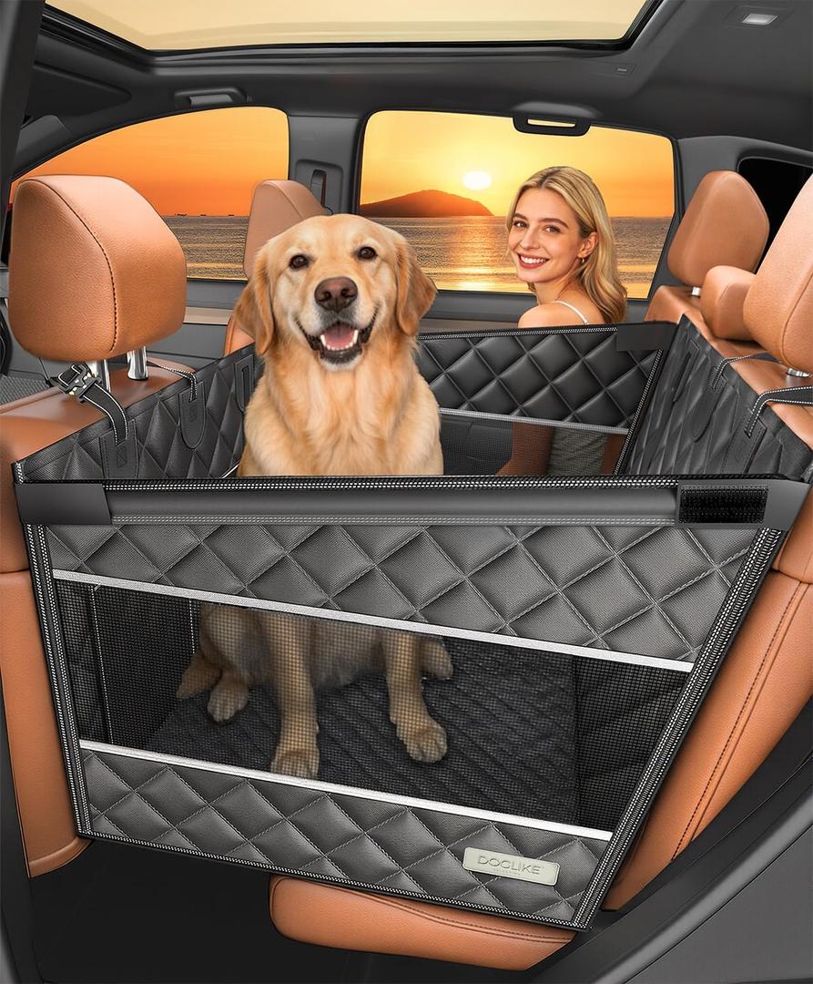 Doglike UNBREAK Large Dog Car Seat [Military-Grade Protection], 500LB Ultra-Support Back Seat Extender for Dogs Carseat Hard Bottom, Waterproof Pet Carseat Dog Hammock for Cars/SUV/Truck XL Size
