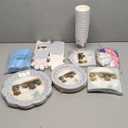 Cat Birthday Decorations, Kitty Dinnerware Set, Banner, Favor Boxes, Balloons (Serves 24, 217 Pieces)