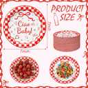 LemonRoad 100 Pcs 7 Inch Ciao Baby Party Plates Ciao Baby Shower Decorations Red and White Gingham Paper Plates Italian Newborn Party Supplies