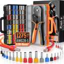 Preciva Ferrule Crimping Tool Kit - AWG 28-5 Self-Adjusting Ratchet Crimper with 1010Pcs Single & 265Pcs Twin Ferrules | Wire Terminal Connectors Kit