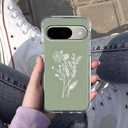 Green Flower Aesthetic Abstract Minimalism Floral Pattern,Trendy Soft TPU Full Cover Case for Google Pixel 9/9 Pro