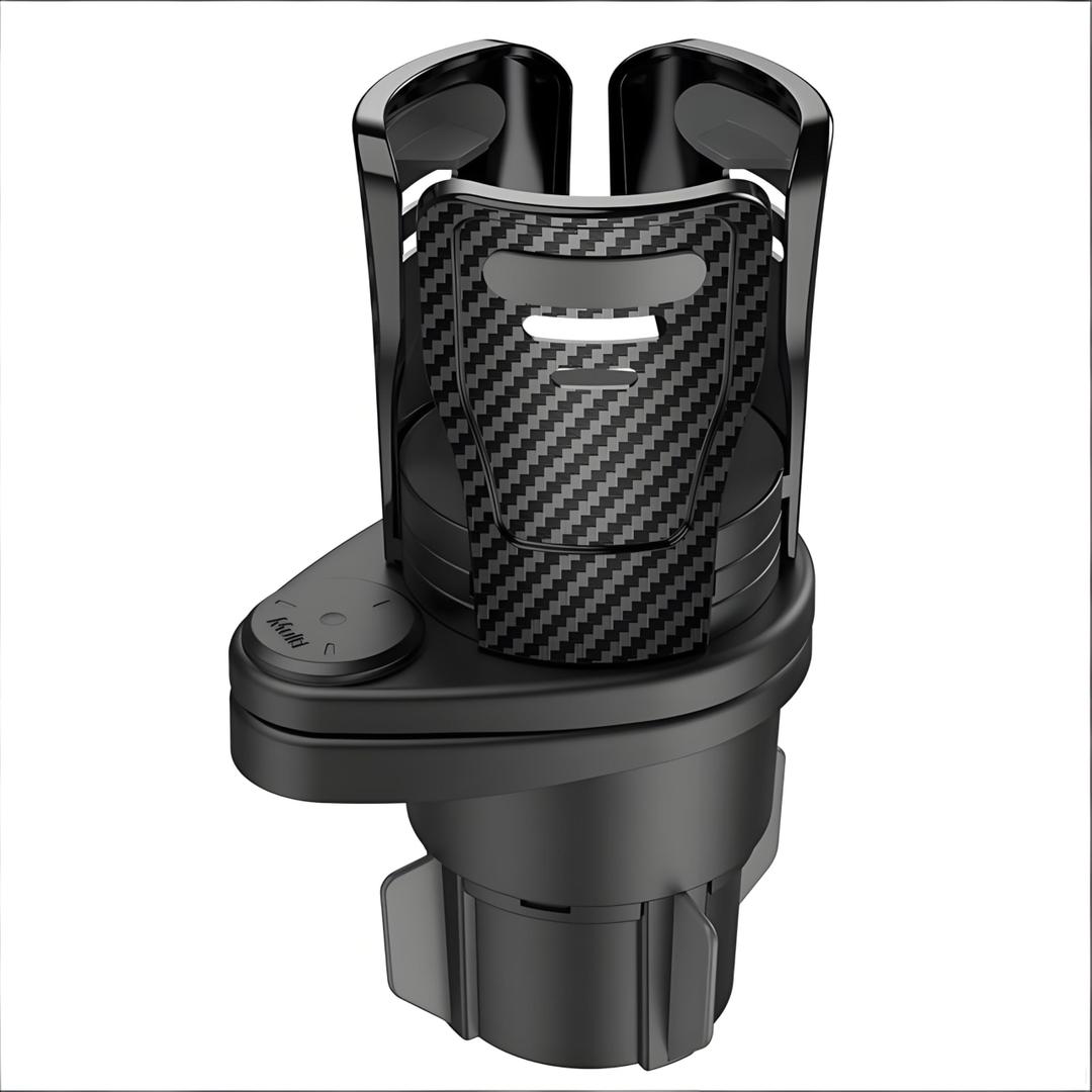 Multifunctional Car Cup Holder,Upgrade 2 in 1, 360°Adjustable Rotating Dual Cup Holder Insert for Car Water Bottle Holder Adapter Carbon Fiber (Black)
