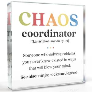3 x Chaos Coordinator Gifts, Chaos Coordinator Gift for Manager Leader Coworker Boss Mentor Teacher Nurse, Thank You Gifts Chaos Coordinator Office Desk Decorative Sign Acrylic Plaque Sign