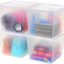 IRIS USA 4-Pack Storage Bins with Lids, 36 Quart, Clear Stackable Containers Box Organize Shoes Closet Shelves Clothes Blankets Towels - BPA-Free Plastic