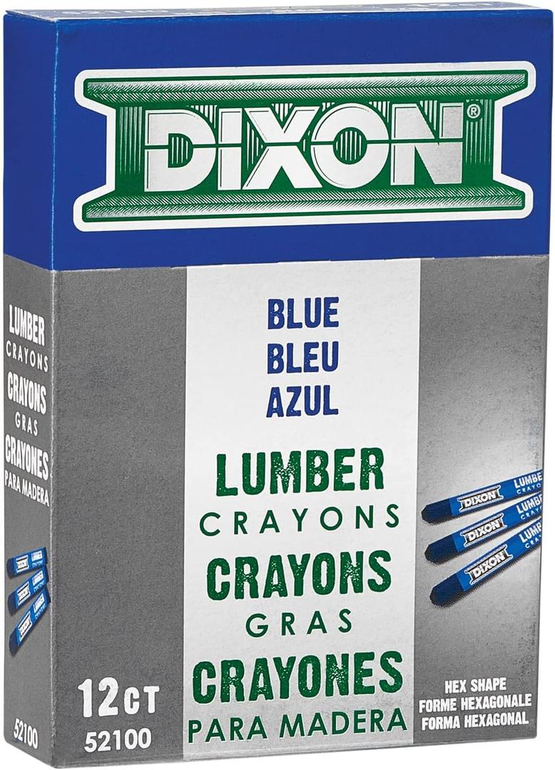 Dixon Industrial Lumber Crayons, Blue, 12 Count