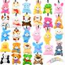 UMEELR 28PCS Small Stuffed Animal Keychain, Mini Plush Animals Toys Bulk for Kids Easter Basket Stuffers Egg Hunt Party Favors