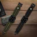 Paracord Band Compatible with Apple Watch Band 38mm 40mm 41mm 42mm 44mm 45mm, Robust Survival Tactical Weave Strap with Stainless Steel Buckle Quick Release for iWatch Series SE 7 6 5 4 3 2 1 for Men (Army Green)