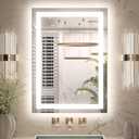 Keonjinn LED Bathroom Mirror with Lights 20 x 28 Inch, Brighter Frontlit & Backlit Vanity Mirror with 3 Color Lights, Lighted Bathroom Mirror with Anti-Fog, HD Tempered Glass, UL-Listed LED Driver