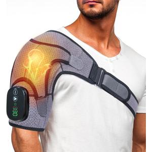 Shoulder Heating Pad, Cordless Electric Heating Pad for Shoulders with 3 Vibration Mode, 3 Heat Adjustable, Portable Heated Wrap for Shoulder Pain Relief, Chrismas Birthday Gift for Women Men (Black Grey)