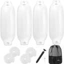 Affordura Boat Fender 4 Pack Boat Bumpers Fenders with 4 Ropes, Boat Bumpers for Pontoon Boat Fenders Inflatable (8.5 inch, White)