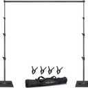 HYJ-INC Heavy Duty Backdrop Stand Pipe and Drape Photography Backdrop Stand Kit Adjustable Photo Background Stand 10ft x 10ft with Metal Base, 4 Clamps,Carrying Bag for Photography Video Studio