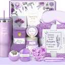 Birthday Gifts for Women Self Care Get Well Soon Gifts, Lavender Relaxing Spa Gift Basket - Care Package w/ Luxury Flannel Blanket & 40 oz Tumbler, Mother's Day Christmas Gift for Mom Her Wife Sister