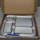 Stainless Steel Bento Lunch Box for Kids & Adults, 4 Compartment Kids Lunch Box, Metal Bento Box with Silicone Container and Stainless Steel Sauce Container,BPA-Free,School,Office(Blue)