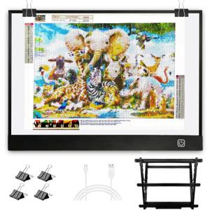 WELZK Diamond Painting Light Board A3, with Large Metal Stand, L:18.5  W:13.6 inchs Large Diamond Painting Light Pad, Dimmable Diamond Art Light Board