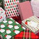LaRibbons Christmas Wrapping Paper Sets, Reindeer & Santa & Candy Cane Stripes Design with Ribbons & Gift Tags & Metallic Pom Pom for Christmas, Holiday, 30Inch  10Feet 4 Rolls: 100 Sq.Ft.Ttl