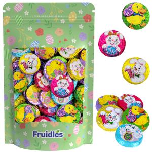 3 x Fruidles Easter Double Crisp Bunny Munny Milk Chocolate, Half-Pound Happy Easter Day Coins, Party Bag Fillers, Individually Wrapped Foils, Kosher Certified Dairy (EXP 10/10/27)