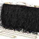 Women Ostrich Feather Tote Bag Fluffy Purse Clutch Feather Shoulder Crossbody Bag Evening Handbag for Wedding Party