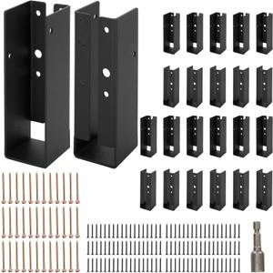 24 Pcs of 2x6 Joist Hangers, Concealed Joist Hangers, Q235B Black Powder Coated Heavy Duty Solid Steel Truss Brackets for 2 "x6 Beams, Swings, Floor Decks and Ceiling Truss Tie Brackets.