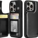 Arae Compatible for iPhone 15 Pro Case with Card Holder - Wallet Case with PU Leather Card Pockets Back Flip Cover for iPhone 15 Pro 6.1 inch - Black