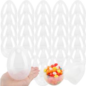 30 Pack 6 Inch/ 5 Inch/ 4.5 Inch Jumbo Clear Easter Eggs Plastic Transparent Easter Eggs Empty Large Surprise Eggs Fillable for Adult Kids Easter Theme Party Favor