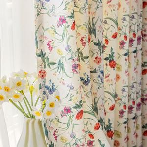 SUOUO Colorful Floral Curtains for Living Room Chenille 96 Inches Long 2 Panels Patterned Red Yellow Wildflower Botanical Light Filtering Window Drapes for Dining Bedroom, Size: 52W x 96L inch (2 Panels)