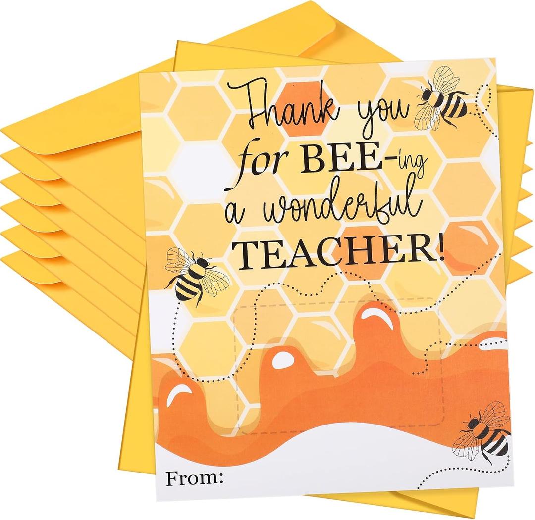 2 x Gueevin 6 Pack Teacher Appreciation Cards with Envelopes Bulk Bee Thank You Cards for Teacher Appreciation Week End of Year and Graduation Gifts