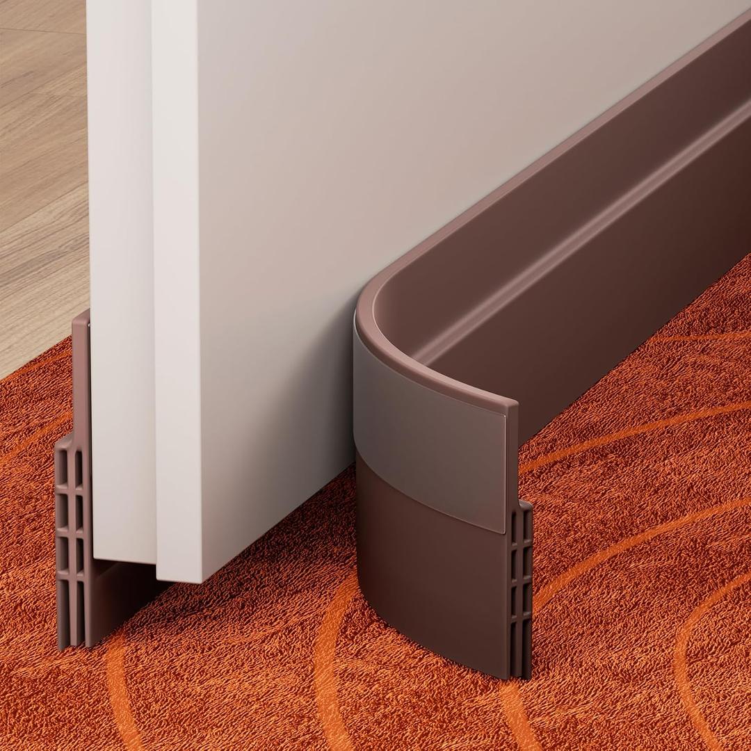 GroTheory 2 Pack Door Draft Stopper, Under Door Sweep for Exterior & Interior Doors, Weather Stripping Door Seal, Garage Window Blocker Noise Cold Air Insulation, Draft Guard Brown 2" W x 39" L