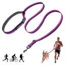 Tuff Pupper Hands Free Adjustable Length Dog Leash | Lightweight for Running Jogging Walking | Padded Waist Belt (24-50 inch) | Adjusts 3 to 6 Feet Length | Strong Ballistic Nylon w/Reflective Strips