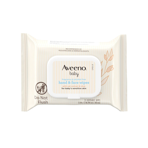 Aveeno Baby Fragrance-Free Hand & Face Wipes with Oat Extract & Aloe, Cleansing & Moisturizing Baby Wipes for Sensitive Skin, Sulfate-, Alcohol-, Paraben- & Dye-Free, Hypoallergenic, 25 ct (Pack of 4)
