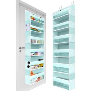 HOMELUX THEORY 1 PC Heavy Duty Over the Door Organizer 55x14x6.7, 6 Large Front & 12 Side Pockets, Hanging Storage Closet Door Organizer for Bedroom, Bathroom and Baby Nursery Storage (Baby Blue) (1 set)