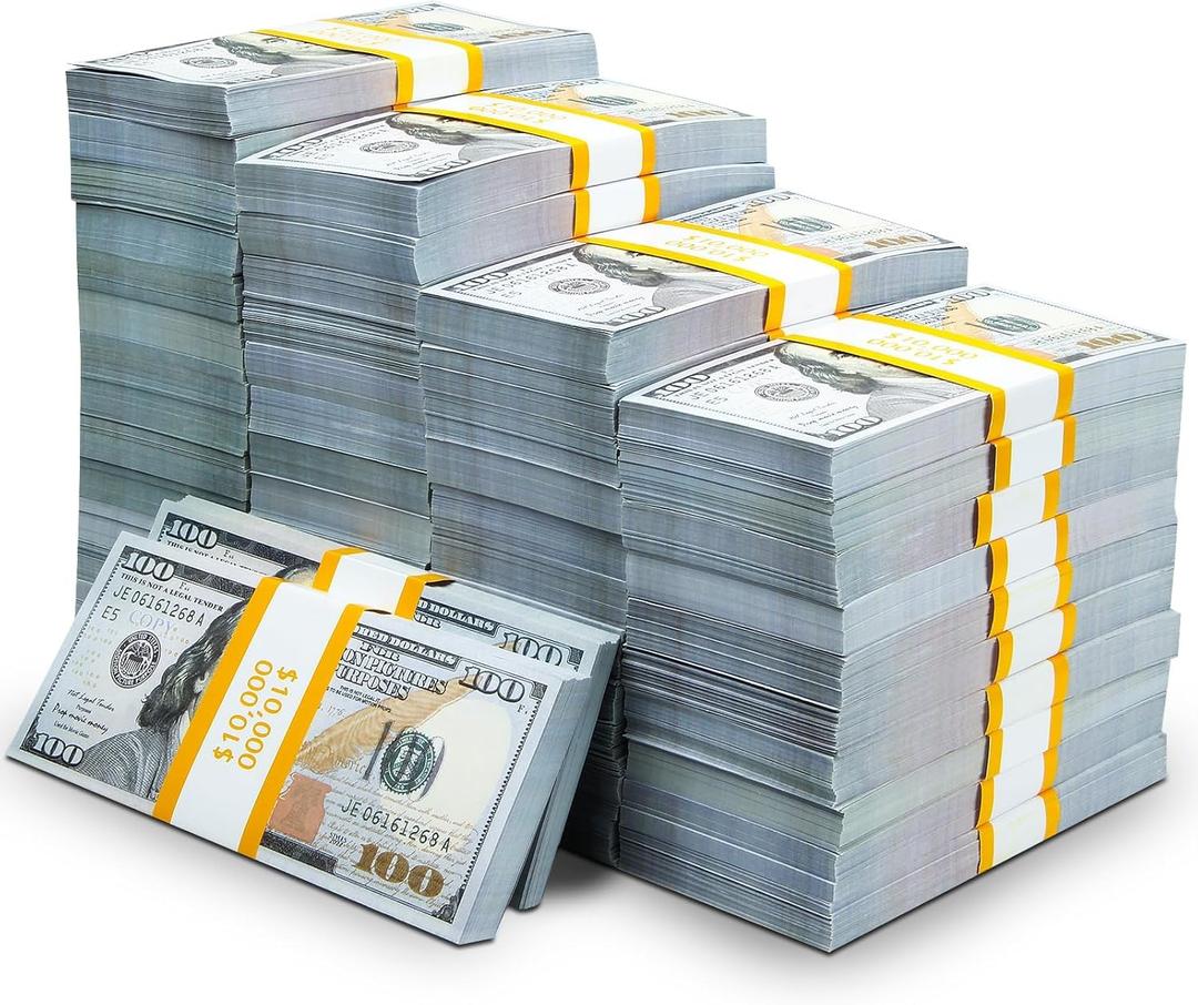 Prop Money 1000Pcs Copy Money Movie Money Play Money Number Learning Education Toys for Girls Boys,Videos, Christmas, Birthday Parties, Weddings and Holiday