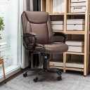 Amazon Basics Classic Puresoft PU Padded Mid-Back Office Chair with Armrest, Height Adjustable, Wheels, 25.75"D x 24.25"W x 42.25"H, Brown