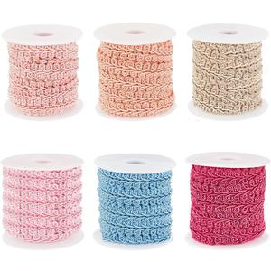 PH PandaHall 32 Yards 6 Colors Braid Trim for Sewing, 3/8 inch(11mm) Polyester Lace Trim Fringe Trim Fabric Gimp Braid Trim Ribbon Roll for Upholstery Costume Curtain DIY Crafts Jewelry Making