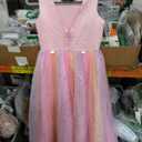 Uhnice Little Girl's Sequin Sleeveless Mesh Rainbow Dress for Wedding Party size 9-10Y
