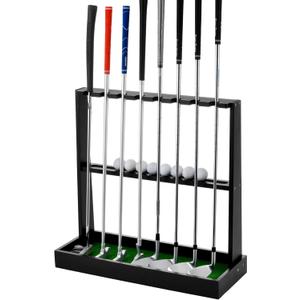 XCSOURCE Wooden Golf Putter Stand, Golf Club Holder Stand Floor Display Rack, Golf Club Rack for 8 Clubs and 12 Balls Storage, Golf Club Organizer for Indoor Home Office Club Simulator