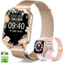 Smart Watch for Women, 30 Day+ Battery 44MM HD Smartwatch Compatible iPhone Android with Fitness Tracker/Bluetooth Calling/Heart Rate/SpO2/Sleep Monitor, 120+ Sports Modes, 3 Bands/Rose Gold