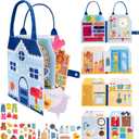 Busy Book for Toddlers - Montessori Sensory Toys for Boys & Girls Preschool Learning, 8-Page Felt Quiet Activity Board for Fine Motor Skills, Travel Toys for Airplane Car Games (House Theme)