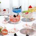 Jingmore 48 Pcs Ribbed Martini Glasses 10 oz Disposable Plastic Vintage Ribbed Coupe Glasses Unbreakable Dessert Parfait Glassware for Wedding Birthday Party Supplies (Champagne Powder)