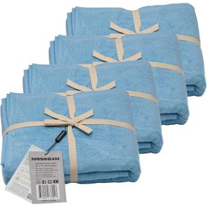 Mosobam Soft Beach Towel 35X70, Set of 4, Blue, Luxury Cabana 450 GSM Hotel Towels, Quick Dry, Oversized Extra Large, Travel Set, Viscose Made from Bamboo - Turkish Cotton
