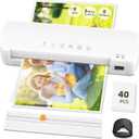 Laminator Machine with 40 Laminating Sheets, Thermal Laminator with Paper Trimmer & Corner Rounder, Laminating Kit for Home Office School and Class, White