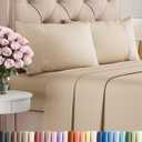 Twin XL 4 Piece Sheet Set - Comfy Breathable & Cooling - Ultra Soft Hotel Luxury Bedding Set w/ 8-16 Inch Deep Pockets - 1 Flat & 1 Fitted Sheet & 2 Pillowcases - Wrinkle Free and Easy Care - Cream