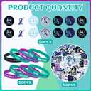 150 Pcs Suicide Prevention Awareness Accessories Silicone Bracelets Bulk Badge Reel Include 50 Bracelets 50 Badges 50 Stickers for Suicide Awareness Charity Event Party Supplies (Suicide Awareness)