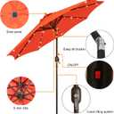 Blissun 9 ft Solar Umbrella, 32 LED Lighted Patio Umbrella, Table Market Umbrella, Outdoor Umbrella for Garden, Deck, Backyard, Pool and Beach (Orange)